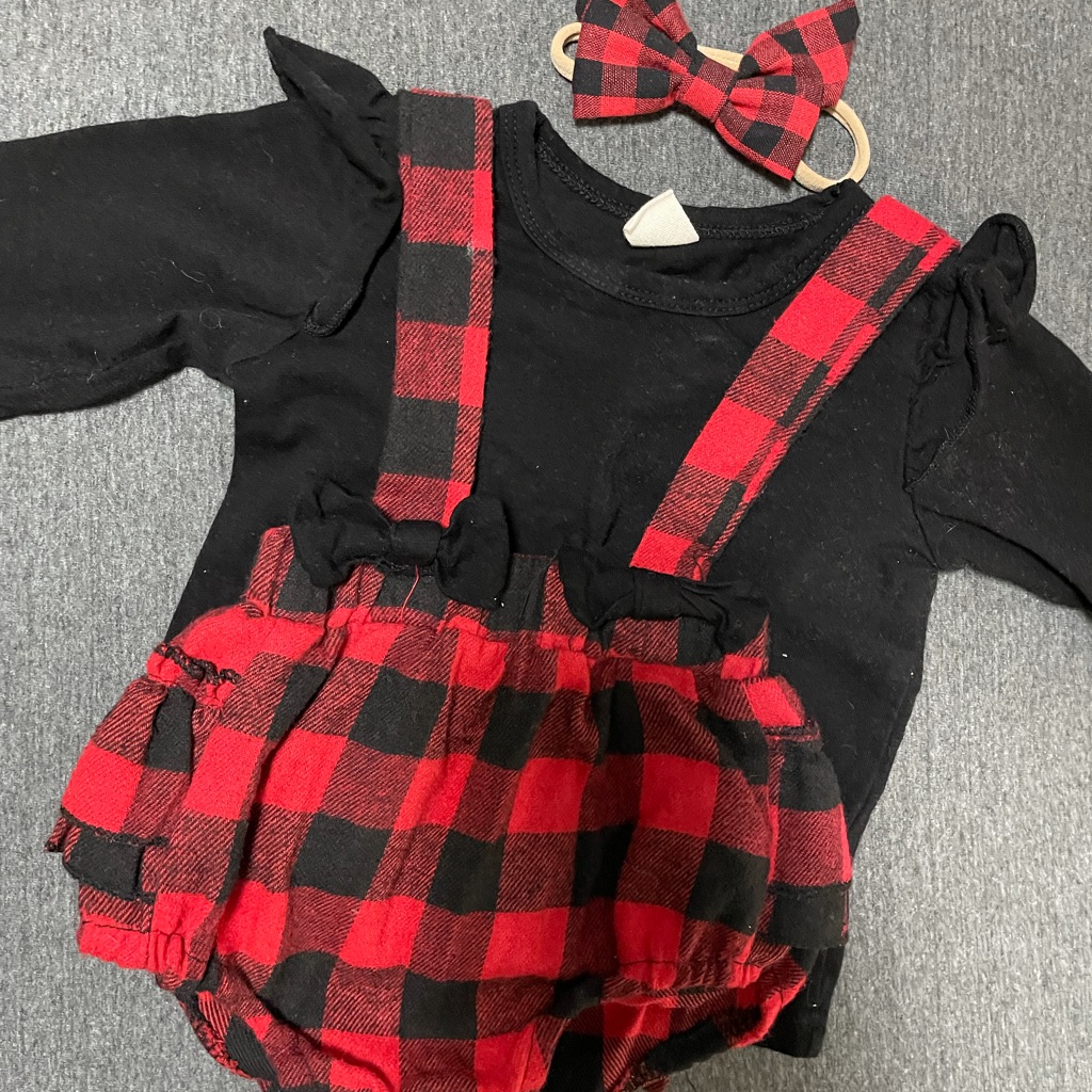 Infant Outfit Used As Christmas Outfit Red And Black Plaid